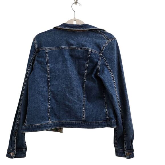 FDJ‎ French Dressing Jeans Jacket Womens Small Blue Reversible Floral Stretch - Picture 6 of 10